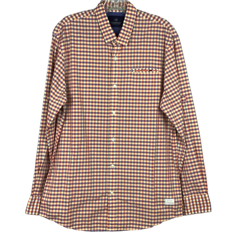 Scotch & Soda Sunfever Vacanza Yellow Gingham Plaid Button Up Down Shirt Large